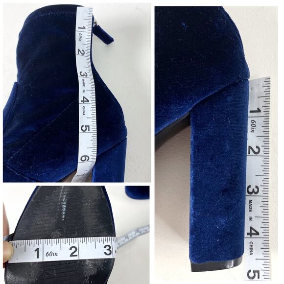 Steve Madden Royal Blue Velvet Brisk Block-Heel Sock Booties Sz 6.5 - Picture 8 of 9